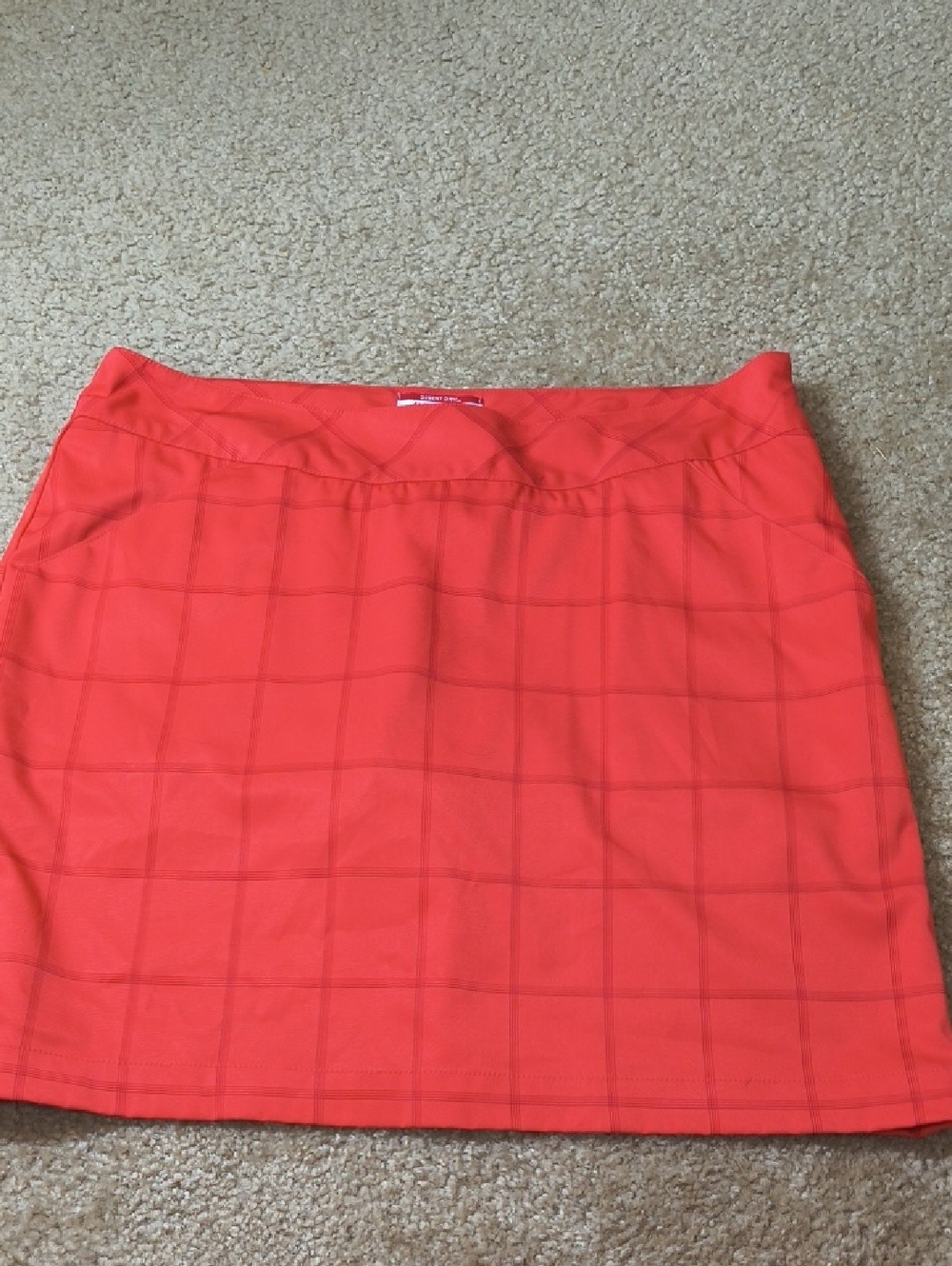 Antigua Dry Dessert Coral Check Grid Mini Skort Z29